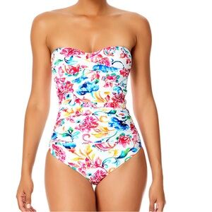 Anne Cole new Floral Strapless Swimsuit